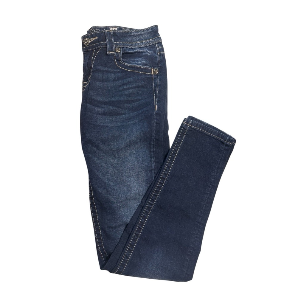Miss Me Skinny Leg Jean Women's 28 Blue Denim Dark Wash 5-Pocket Mid-Rise Cotton